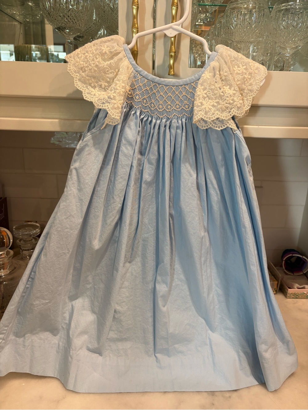Light Blue Girls' Smocked Dress